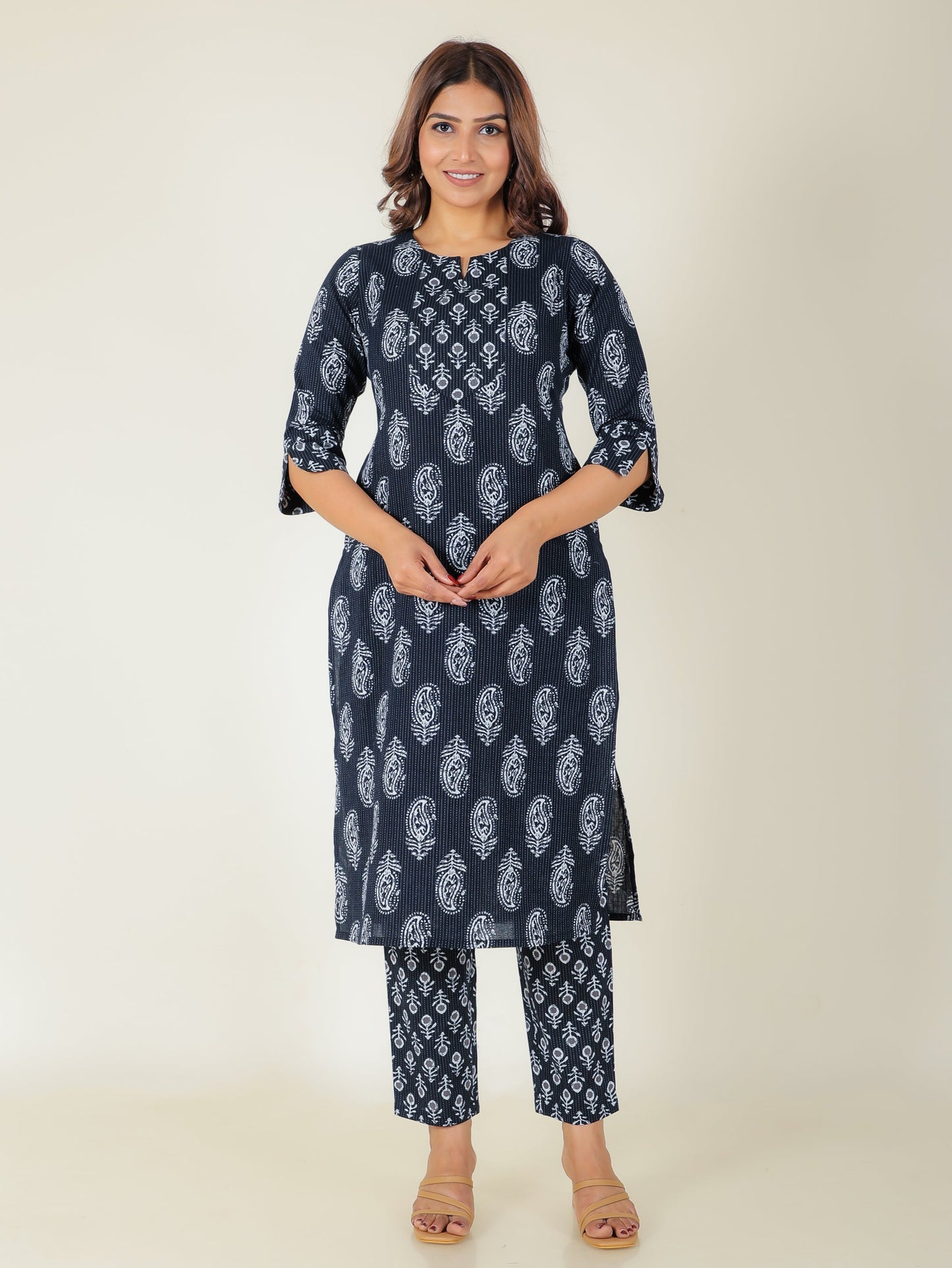 Kantha Cotton Paisley Kurta