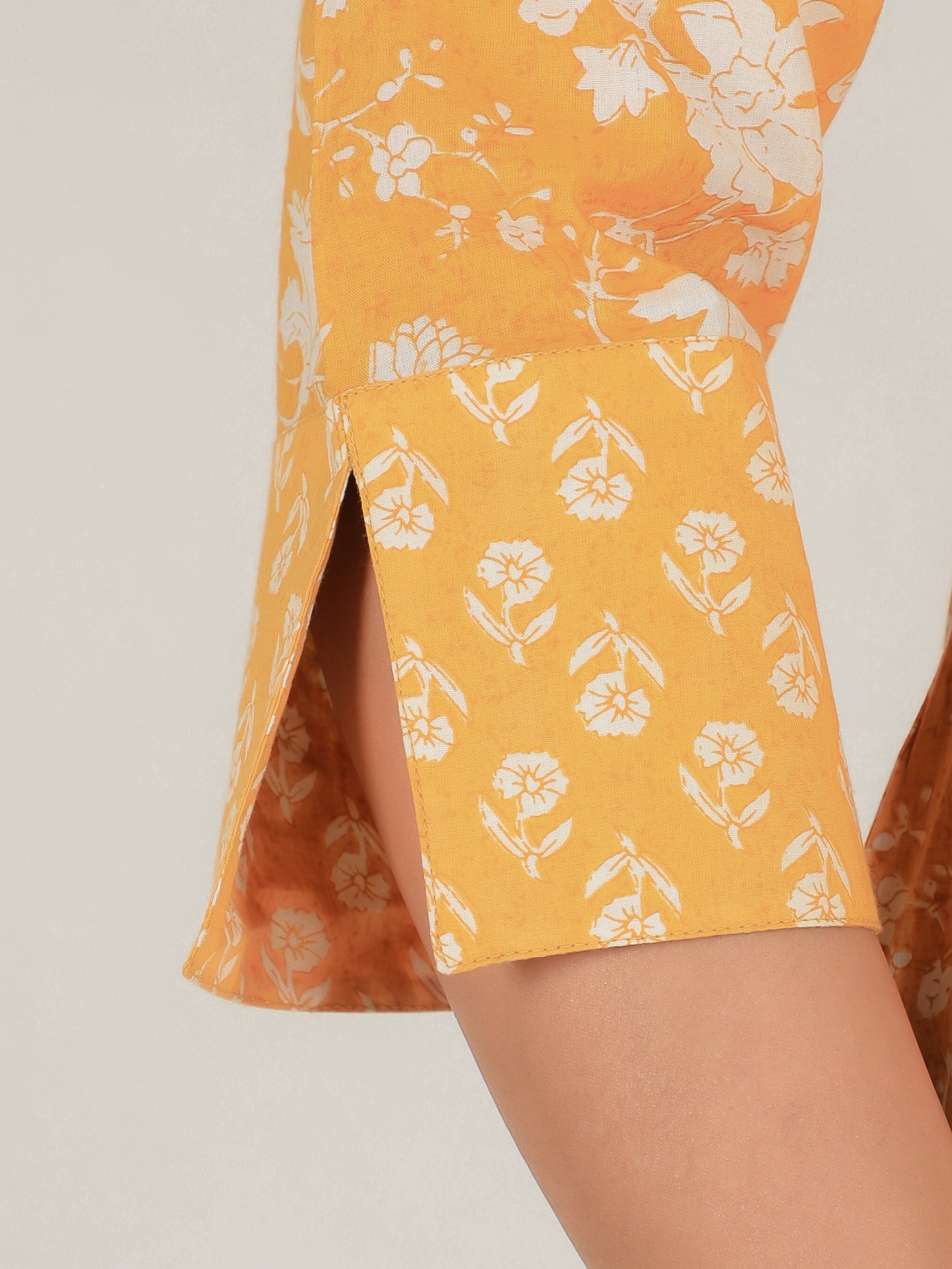 Soft Cotton Floral Straight Yellow Kurta