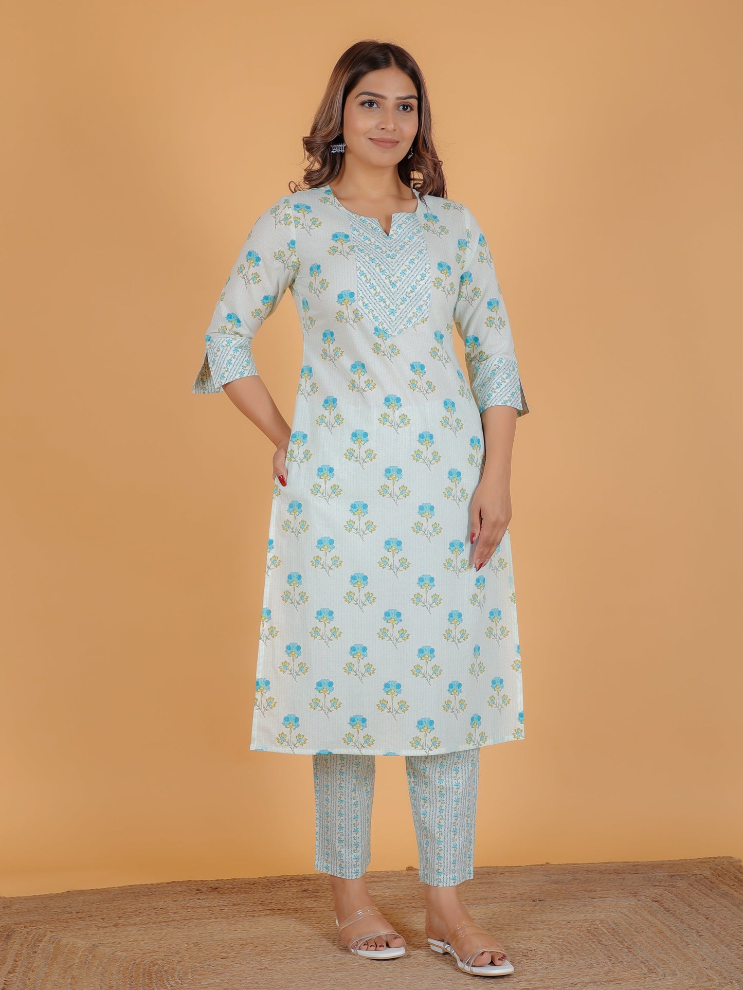 Soft Cotton Floral Kurta