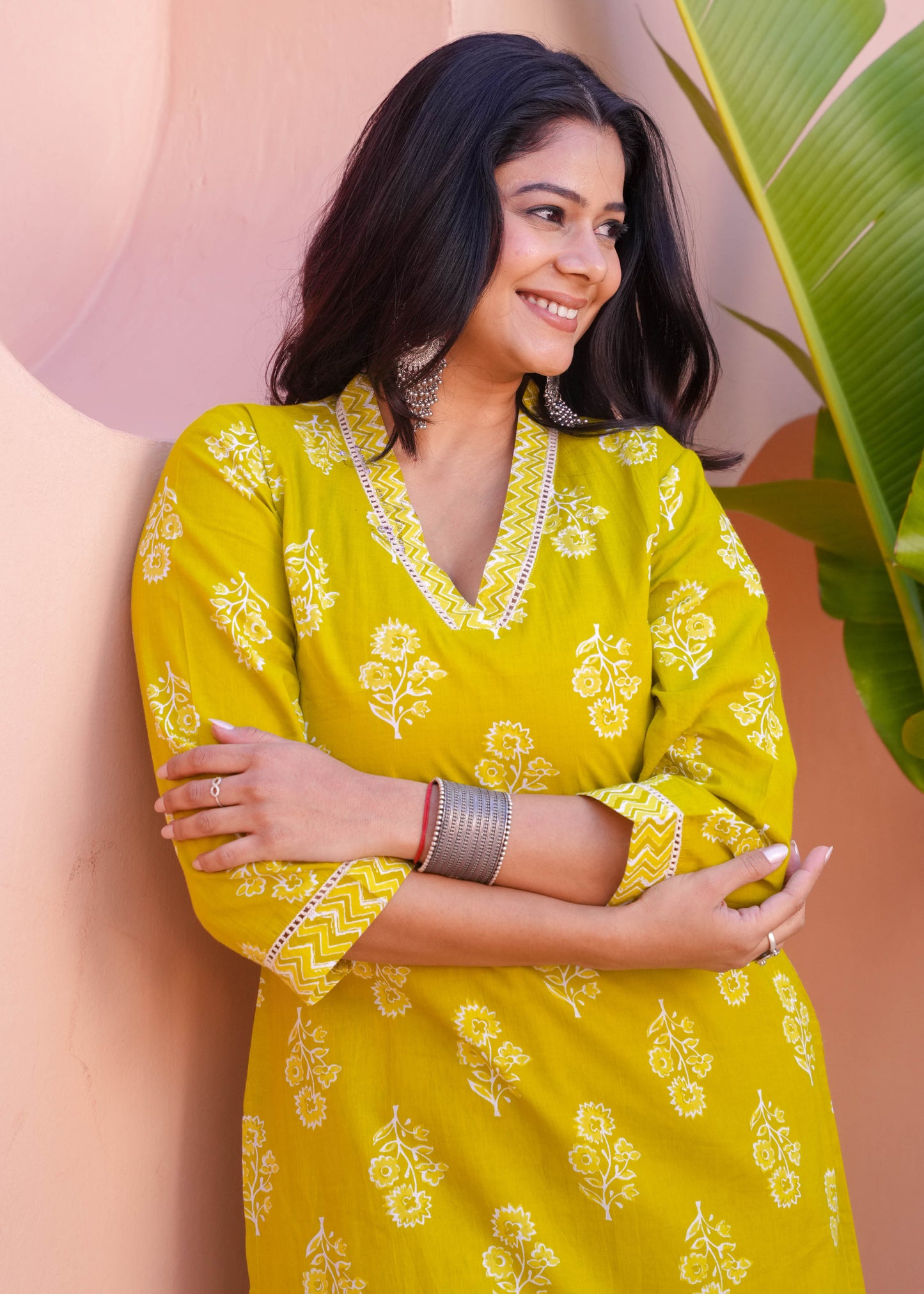 Soft Cotton Floral Straight Green Kurta