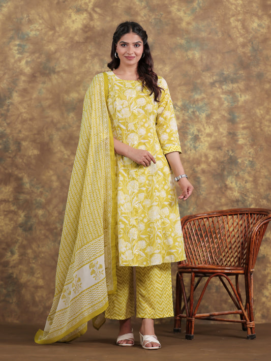 Cotton Voile Striped Yellow Dupatta
