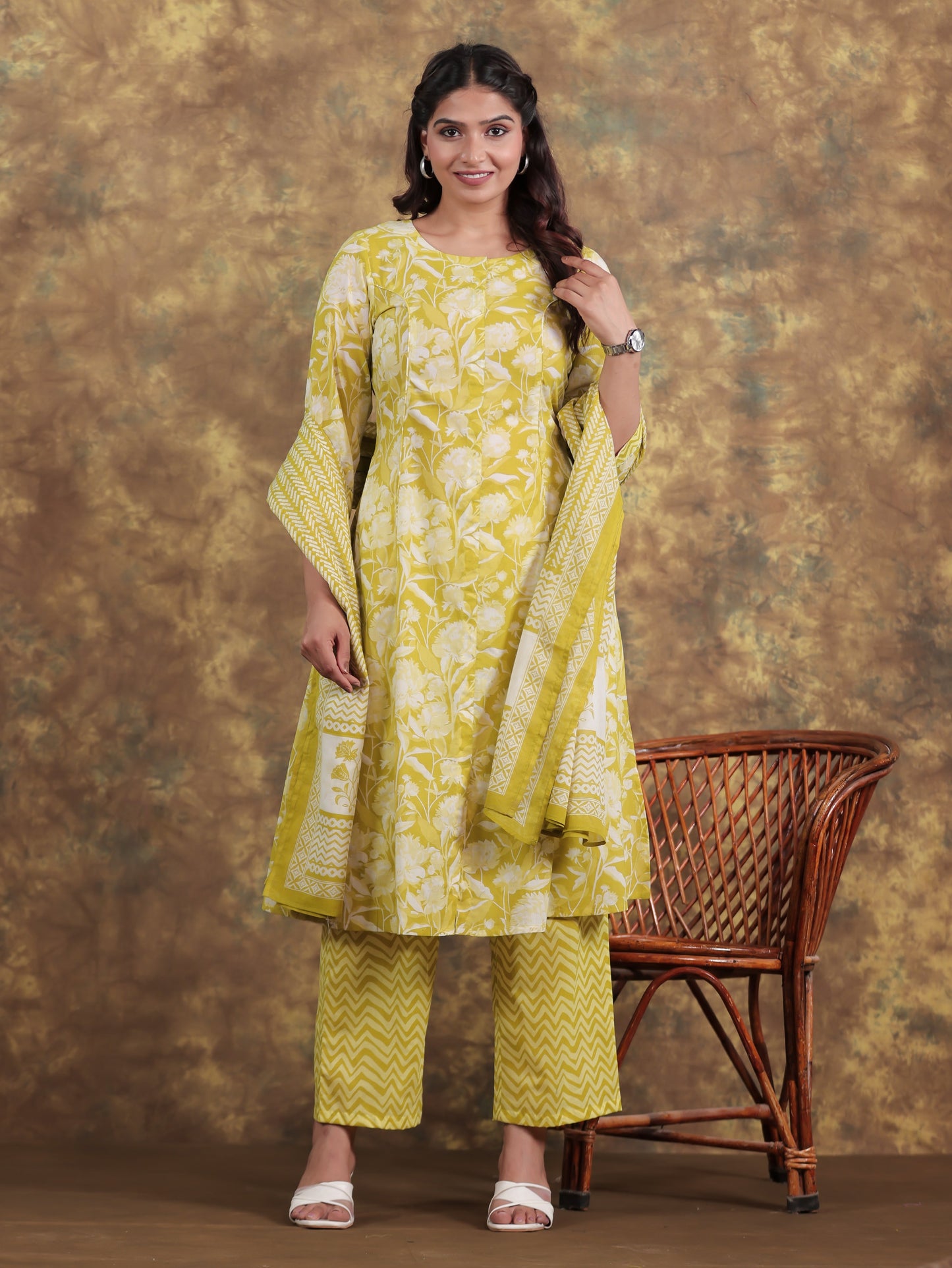 Cotton Voile Striped Yellow Dupatta