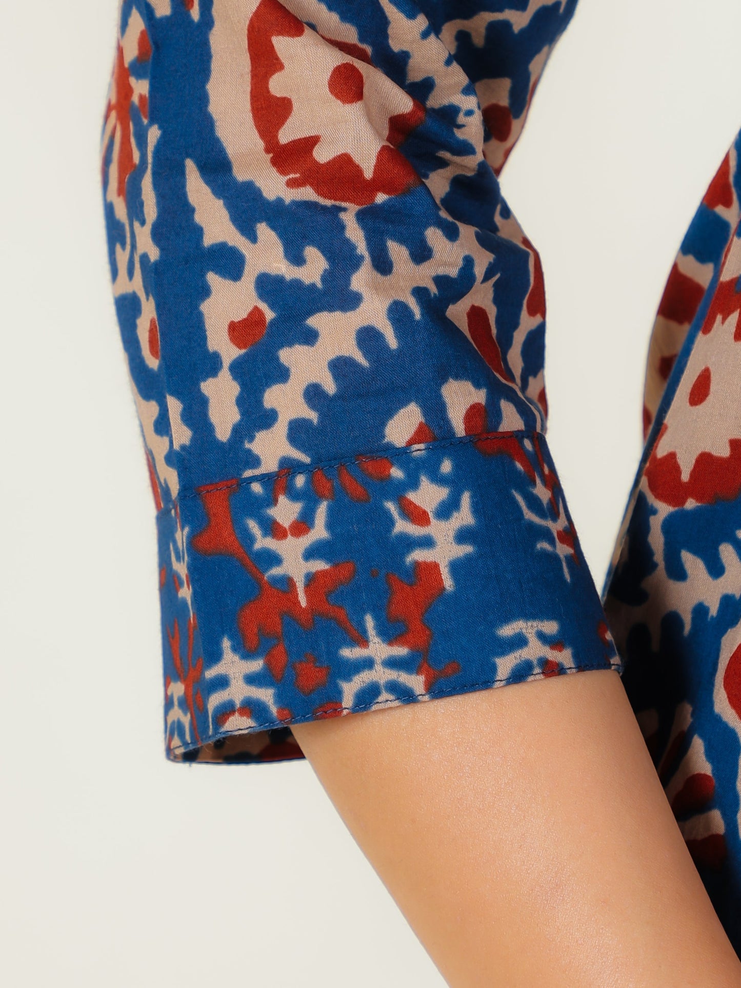 Soft Cotton Block Print High Low Indigo Kurta