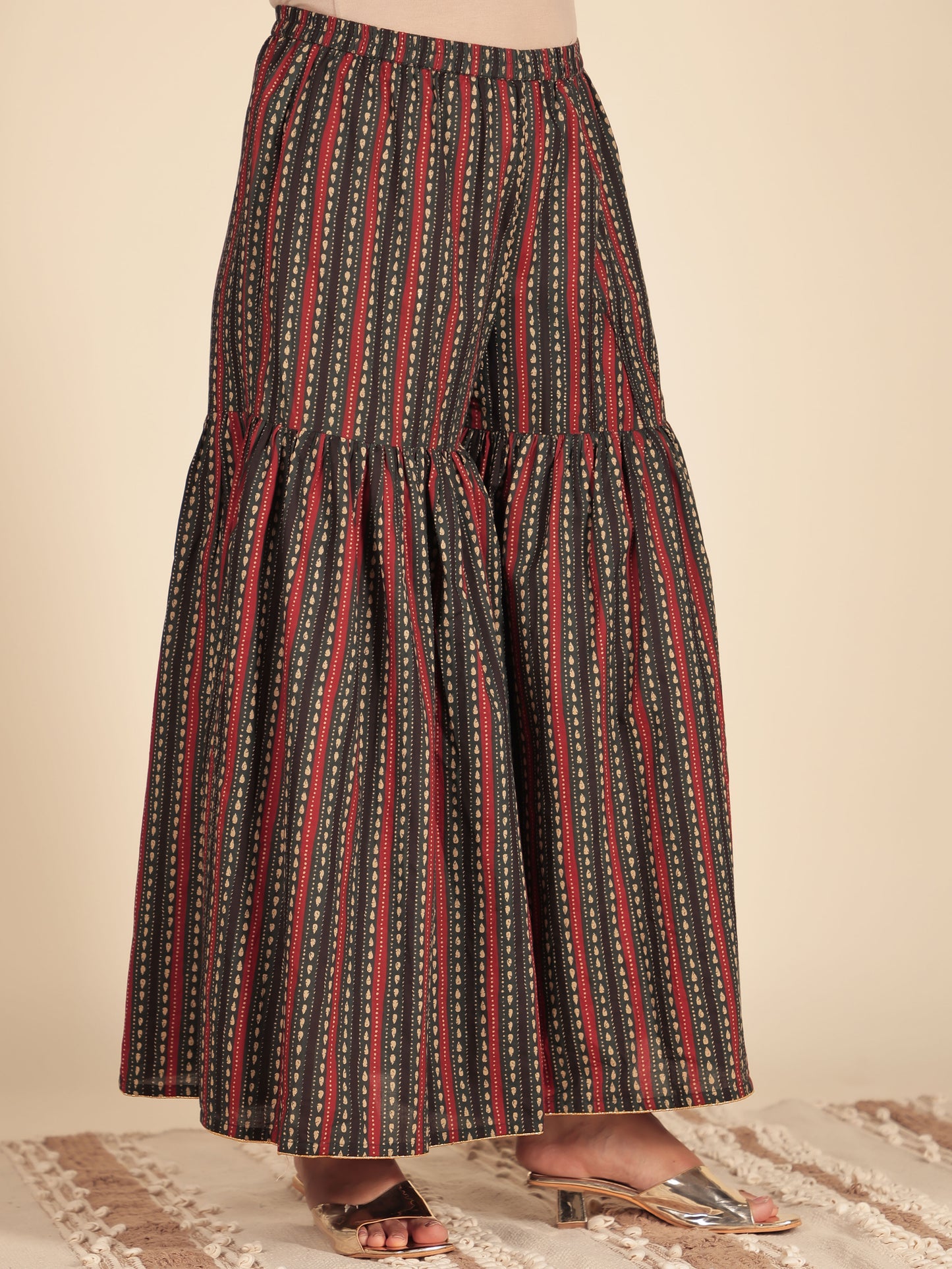 Embroidered Soft Cotton Ajrakh Straight Green Kurta