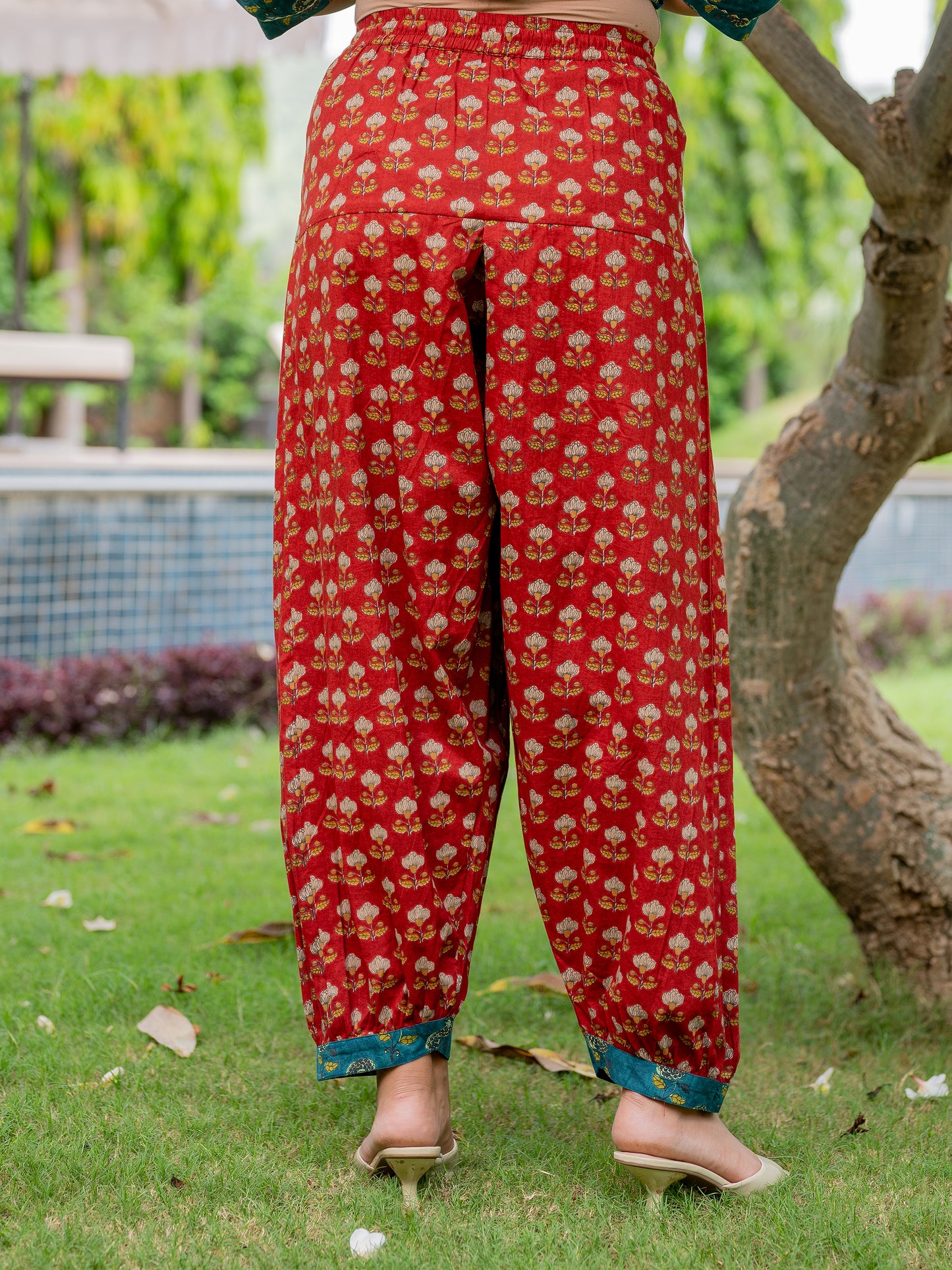 Soft Cotton Floral Red Salwar
