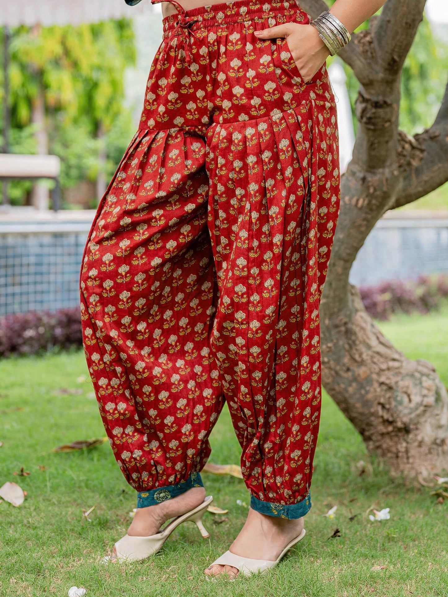 Soft Cotton Floral Straight Turquoise Kurta