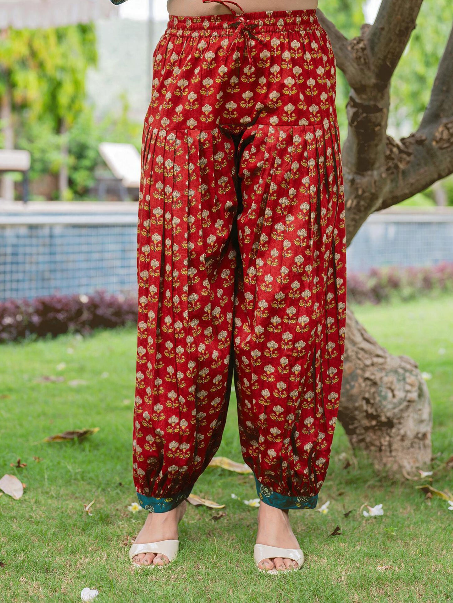 Soft Cotton Floral Straight Turquoise Kurta