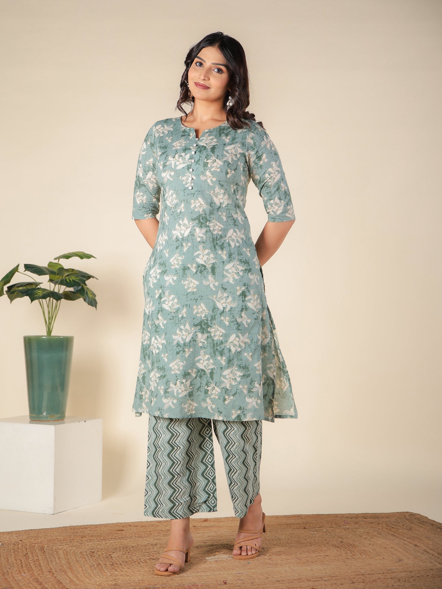 Soft Cotton Floral Kurta