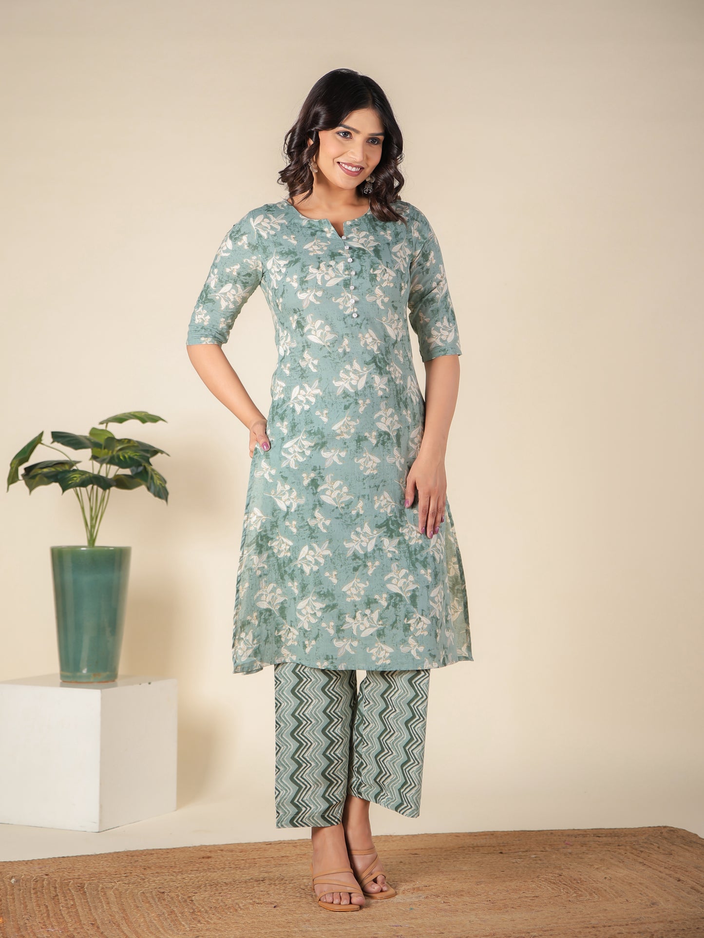 Soft Cotton Floral Kurta