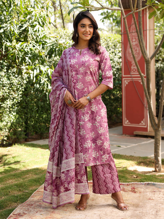 Cotton Voile Floral Pink Dupatta