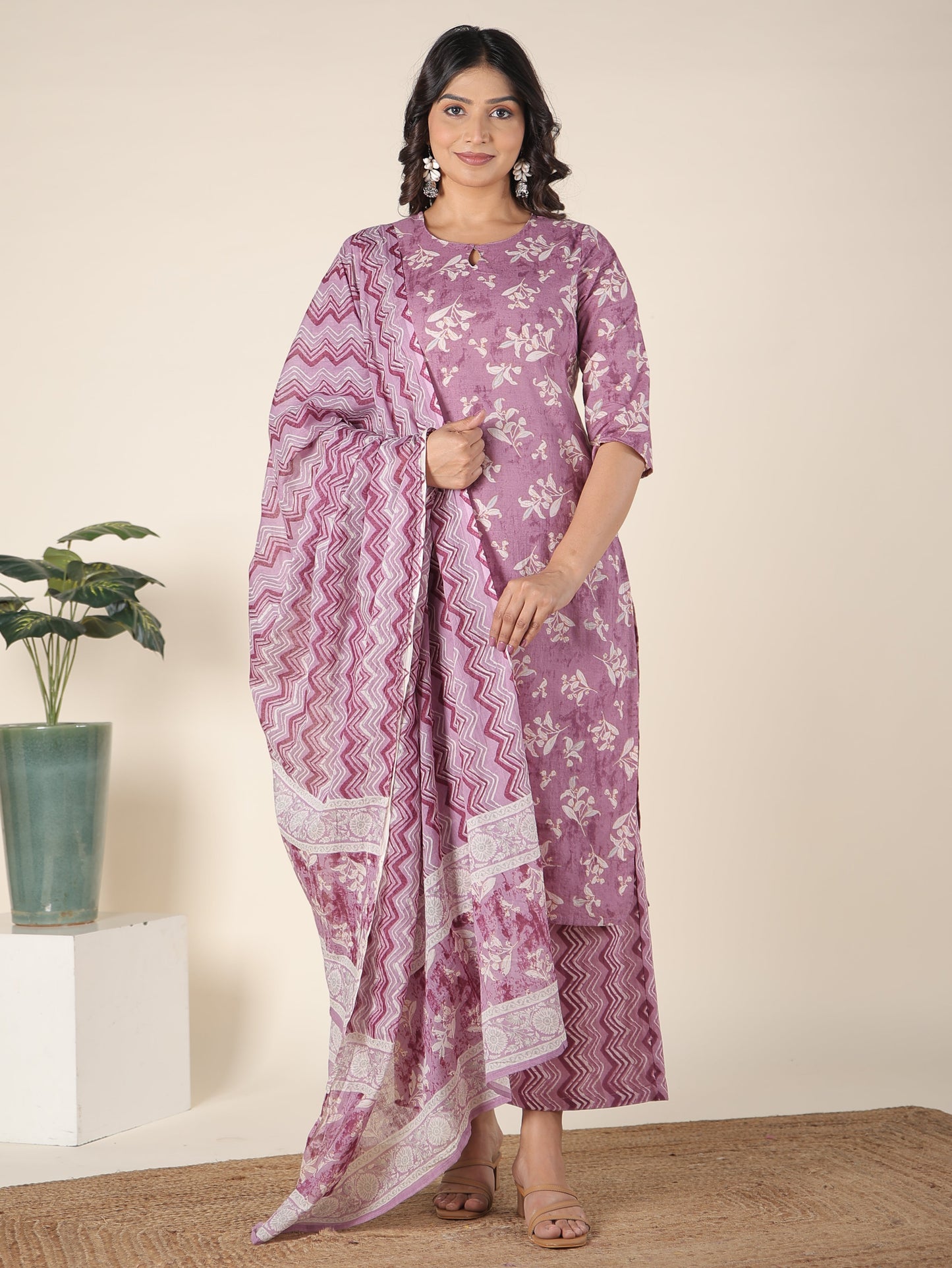 Cotton Voile Floral Pink Dupatta