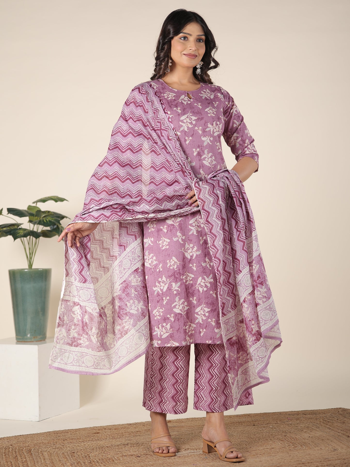 Cotton Voile Floral Pink Dupatta
