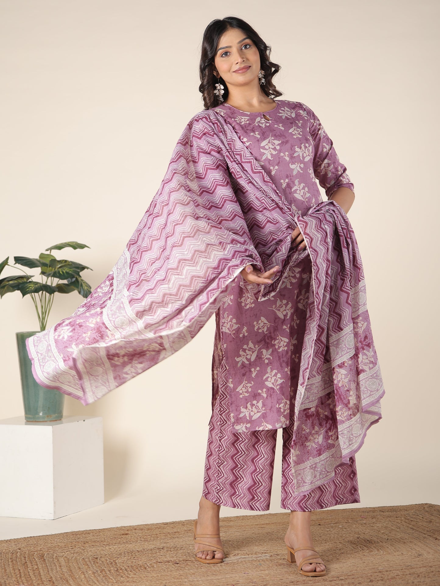 Cotton Voile Floral Pink Dupatta