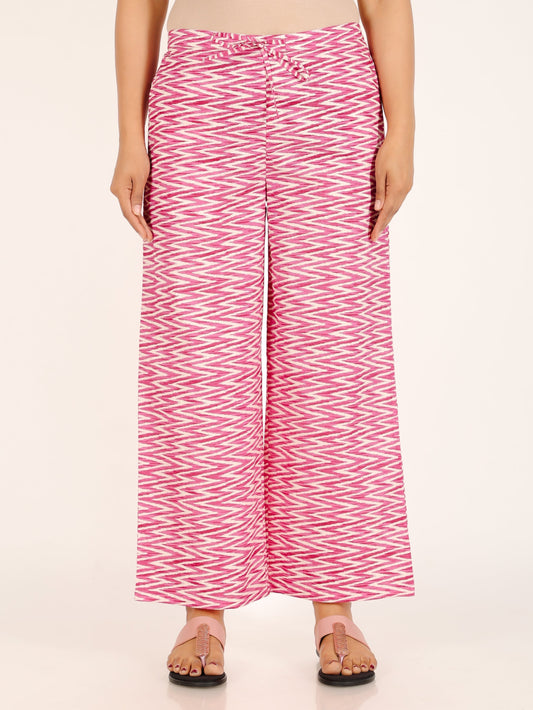 Soft Cotton Ikat Pink Palazzo