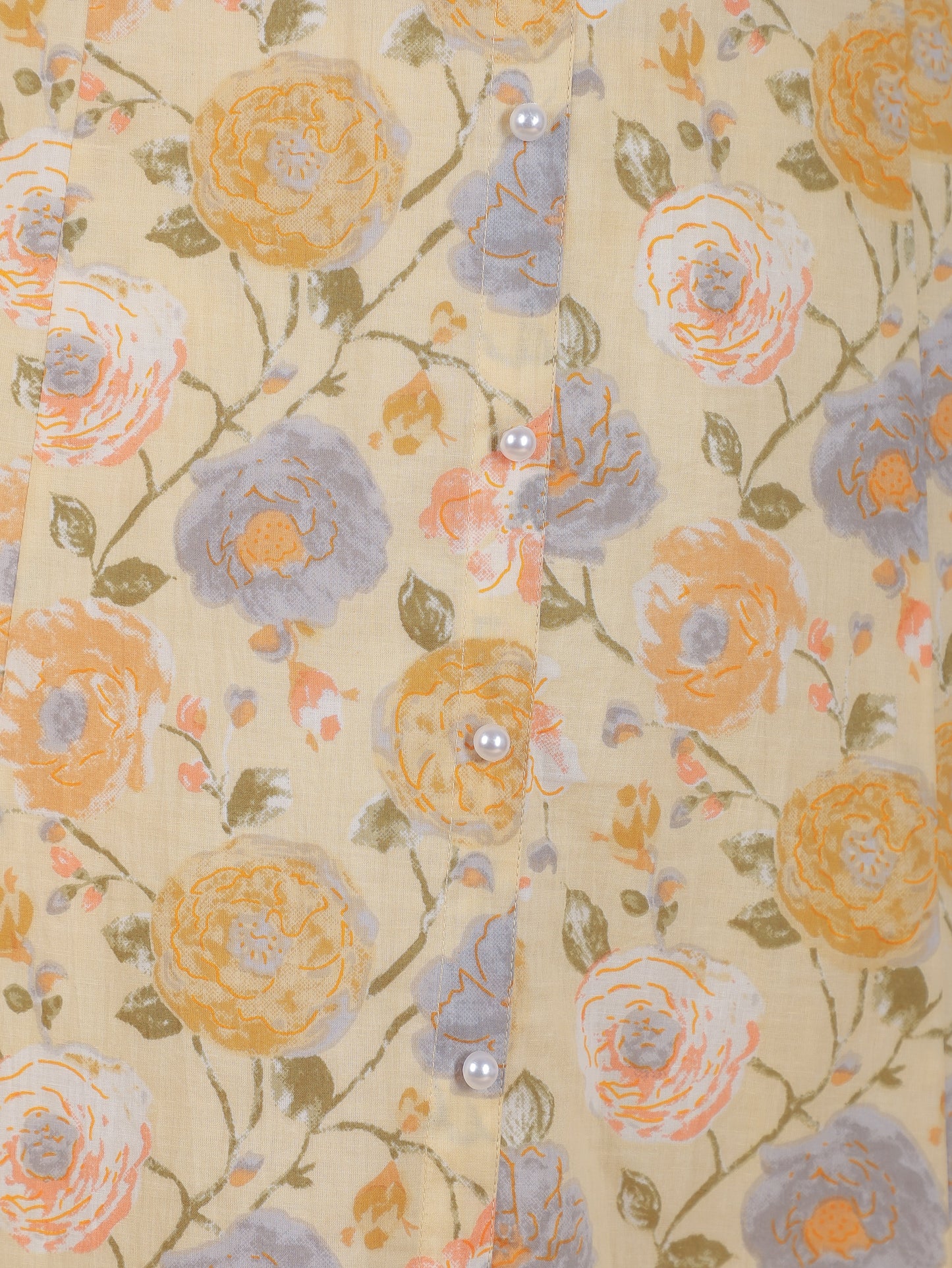 Soft Cotton Floral A-line Yellow Kurta