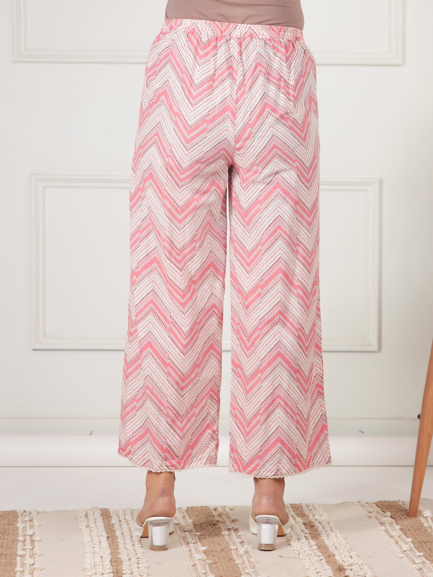Soft Cotton Floral A-line Pink Kurta