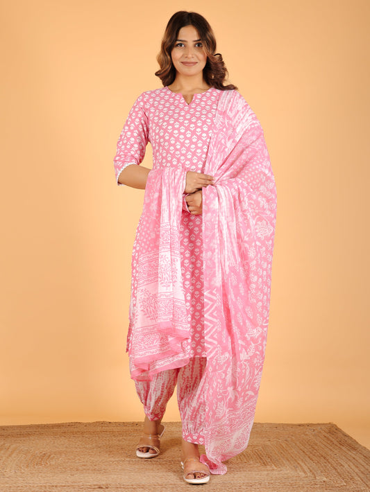 Cotton Voile Floral Pink Dupatta