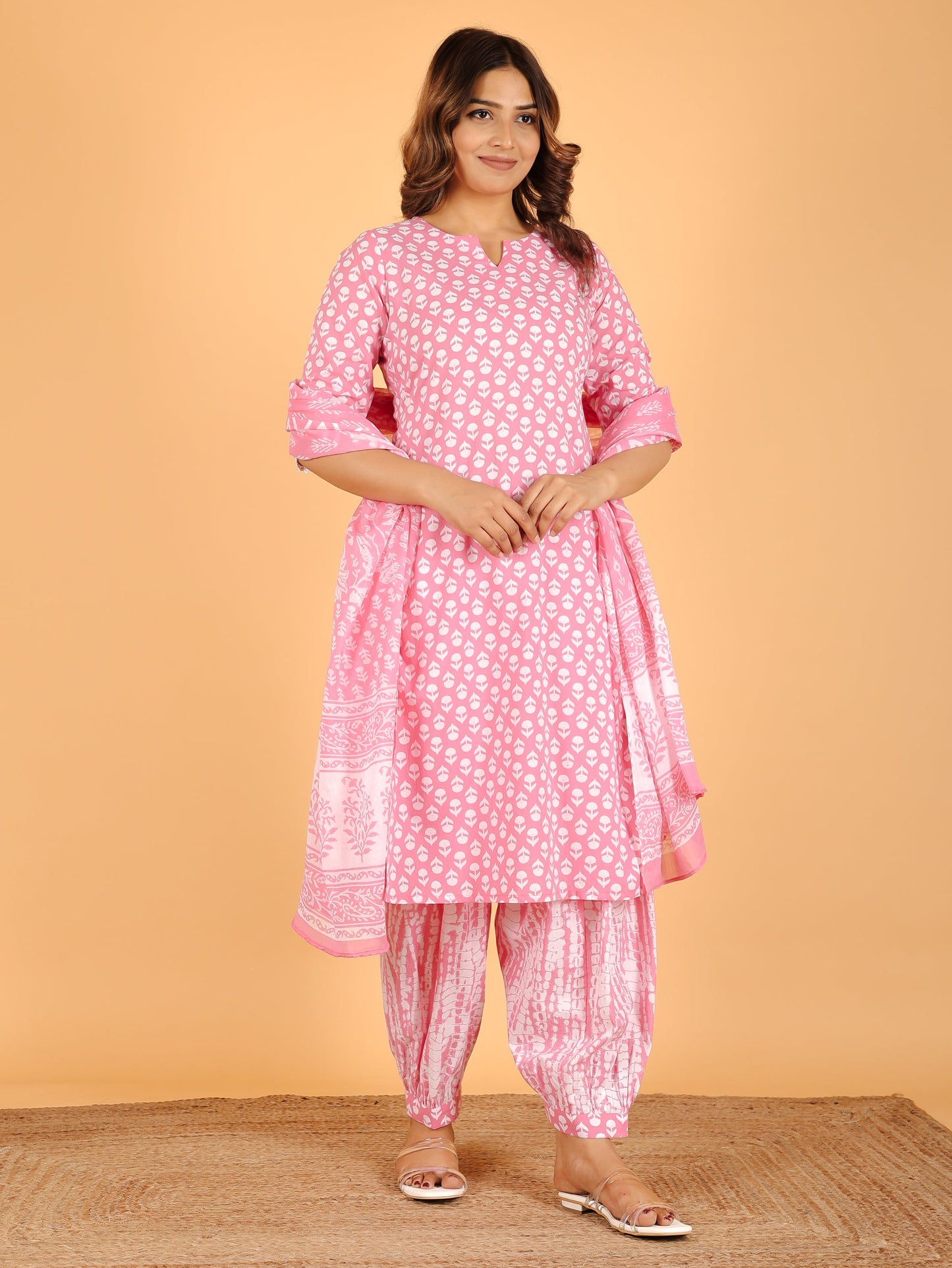 Cotton Voile Floral Pink Dupatta