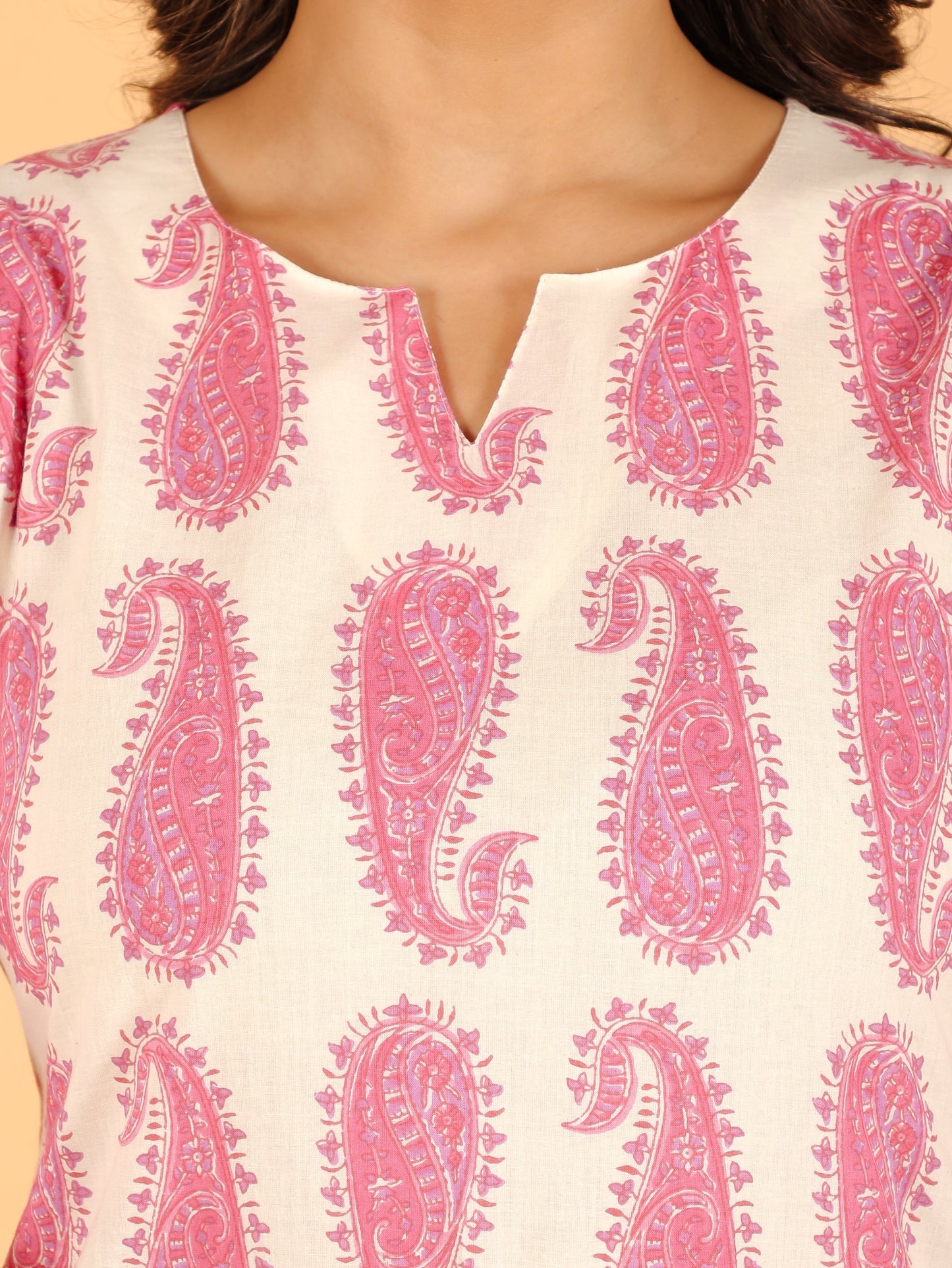 Soft Cotton Paisley Straight Off White Kurta