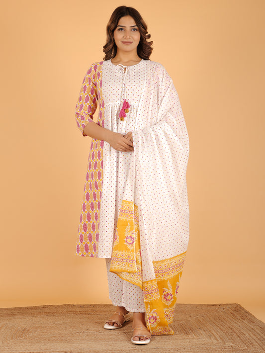 Voile Cotton Polka White Dupatta
