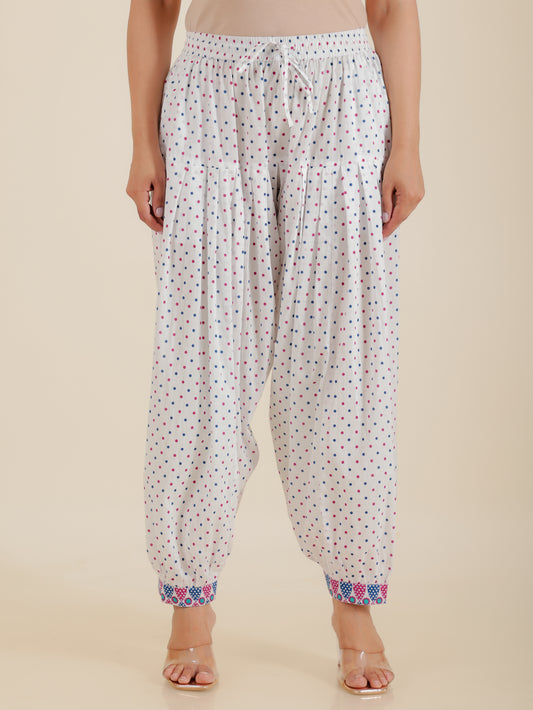 Soft Cotton Polka White Salwar