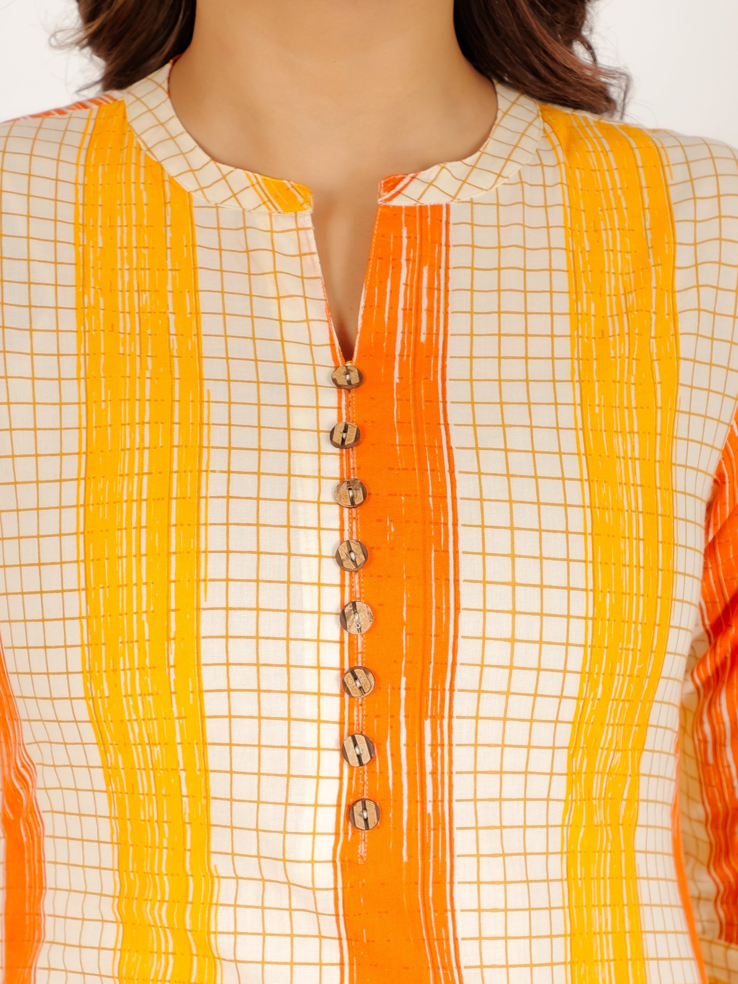 Soft Cotton Striped Straight Yellow Kurta