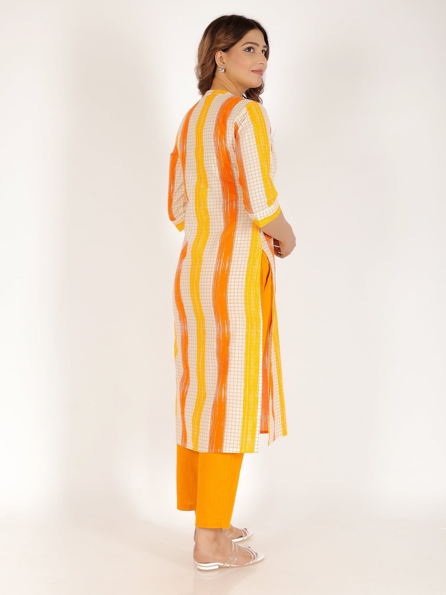Soft Cotton Striped Straight Yellow Kurta