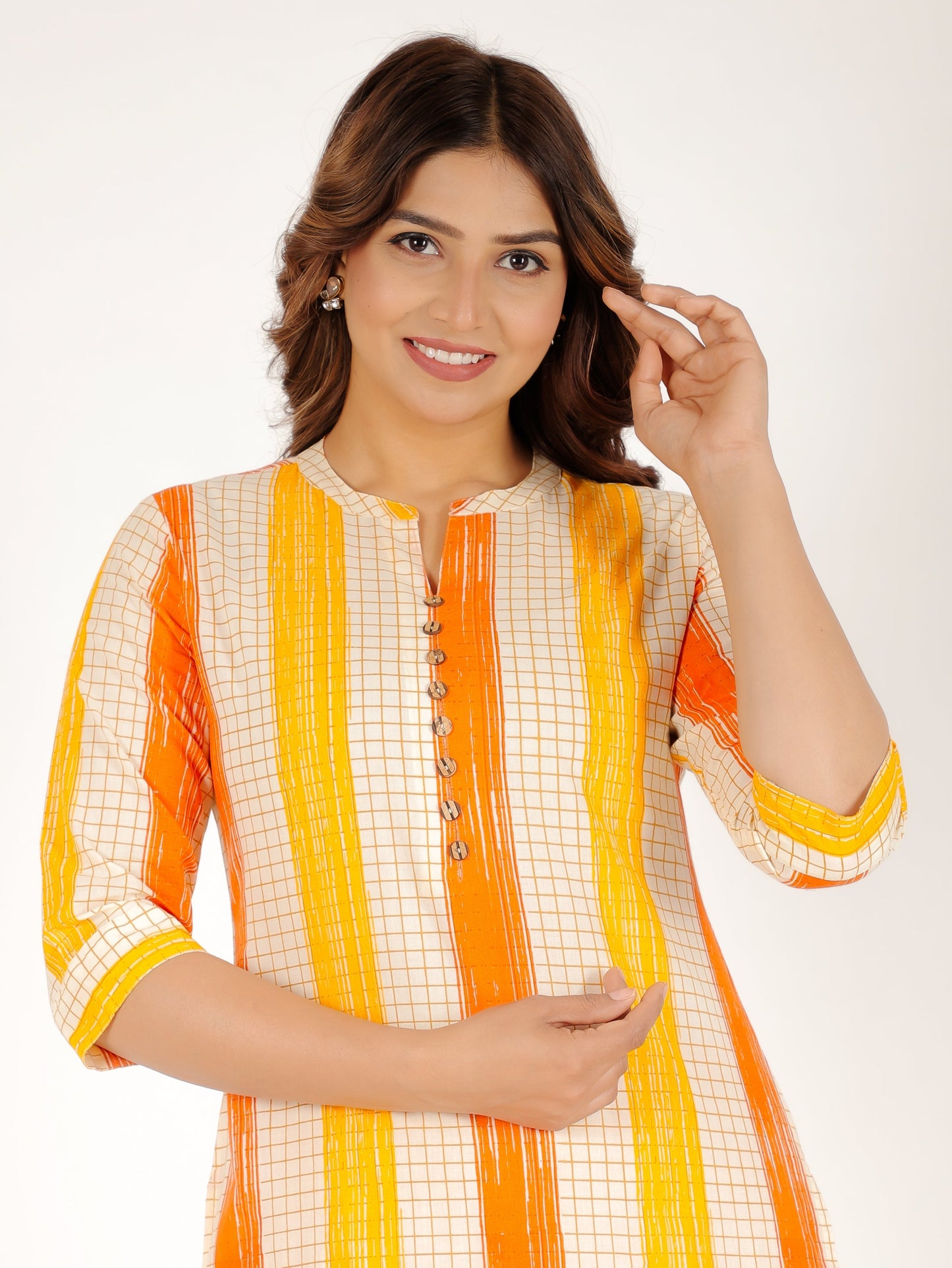 Soft Cotton Striped Straight Yellow Kurta