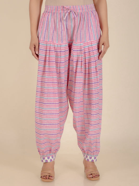 Soft Cotton Chevron Off-White Salwar