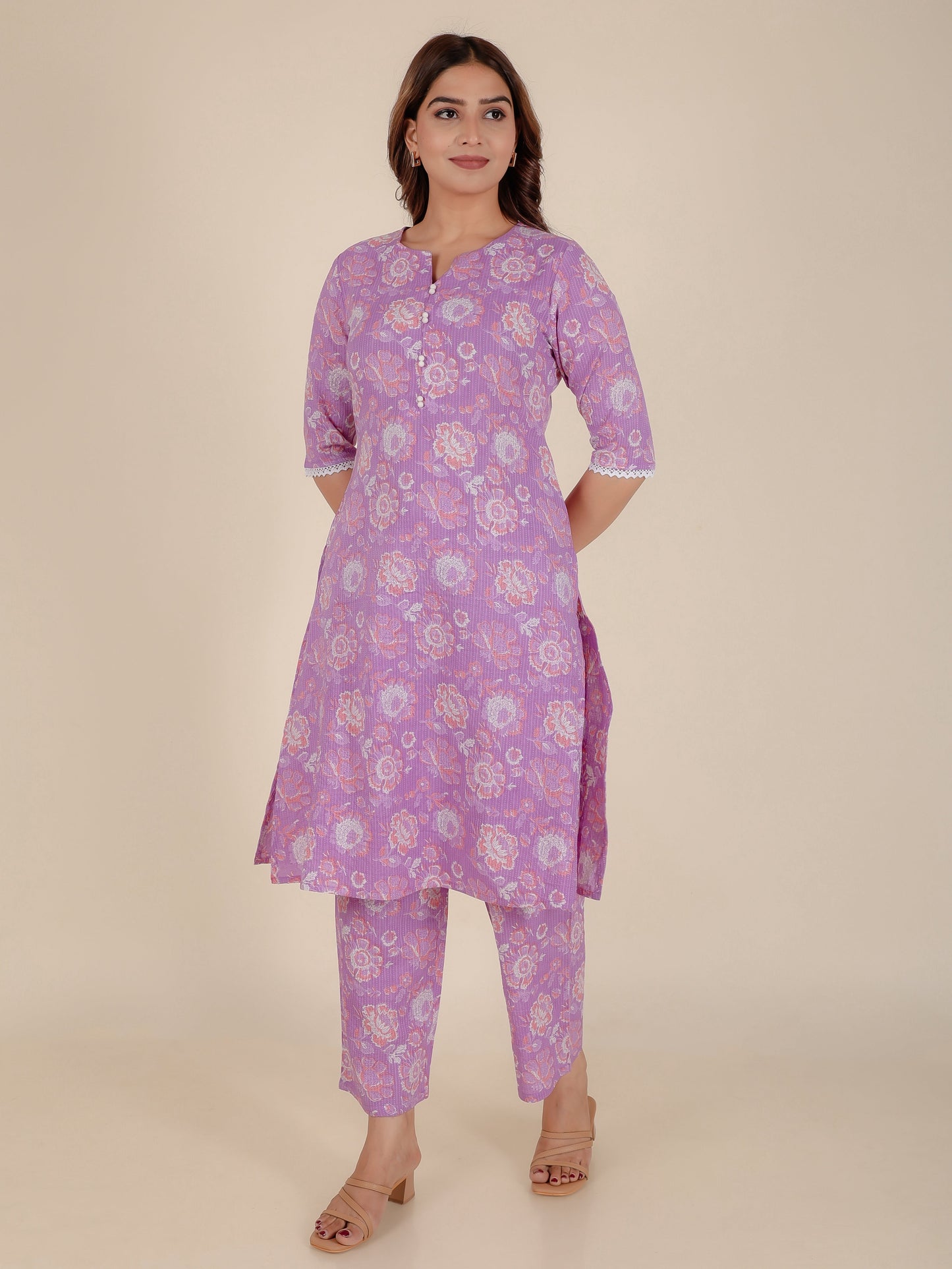 Kantha Cotton Floral Kurta