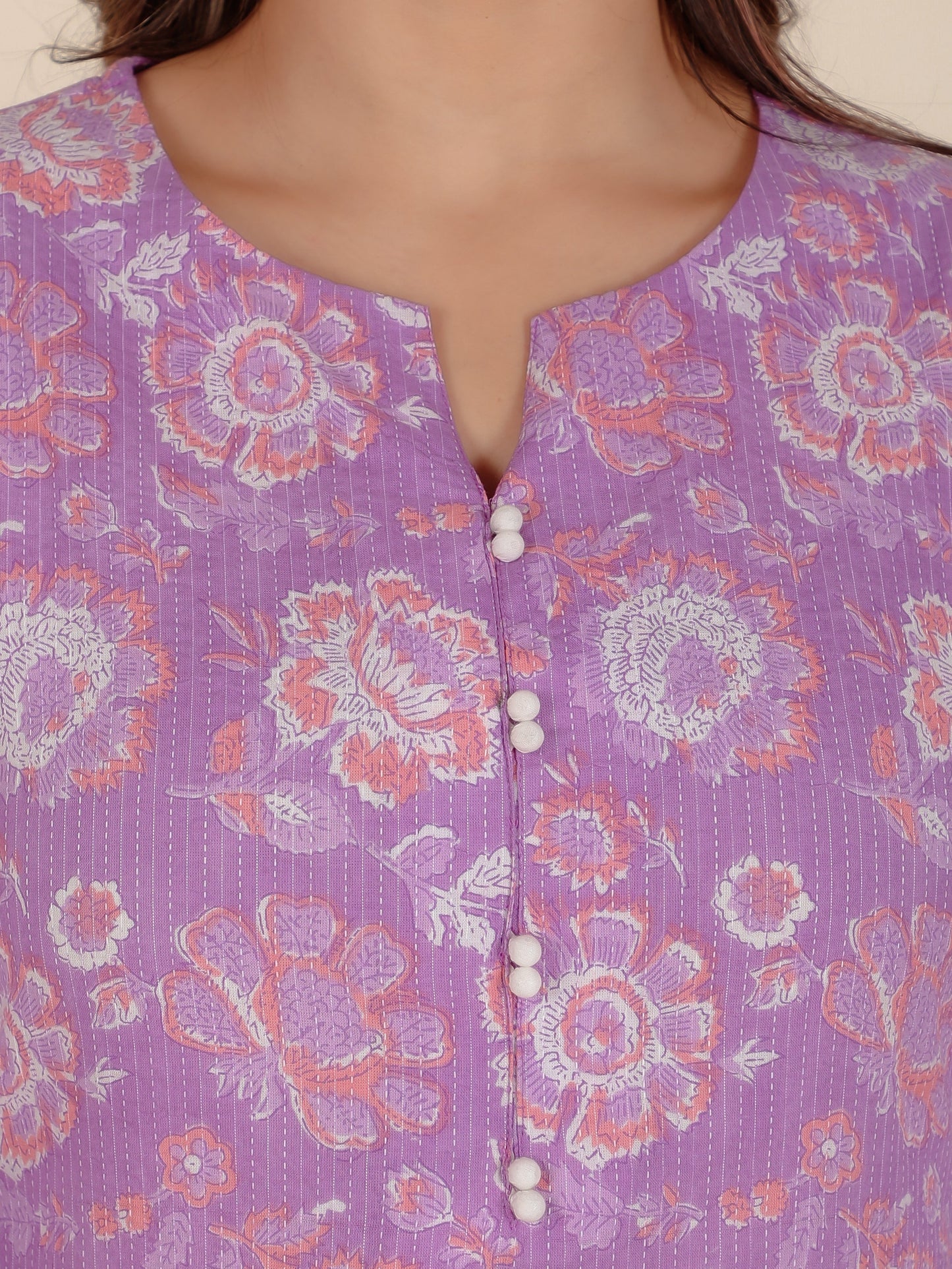 Kantha Cotton Floral Kurta