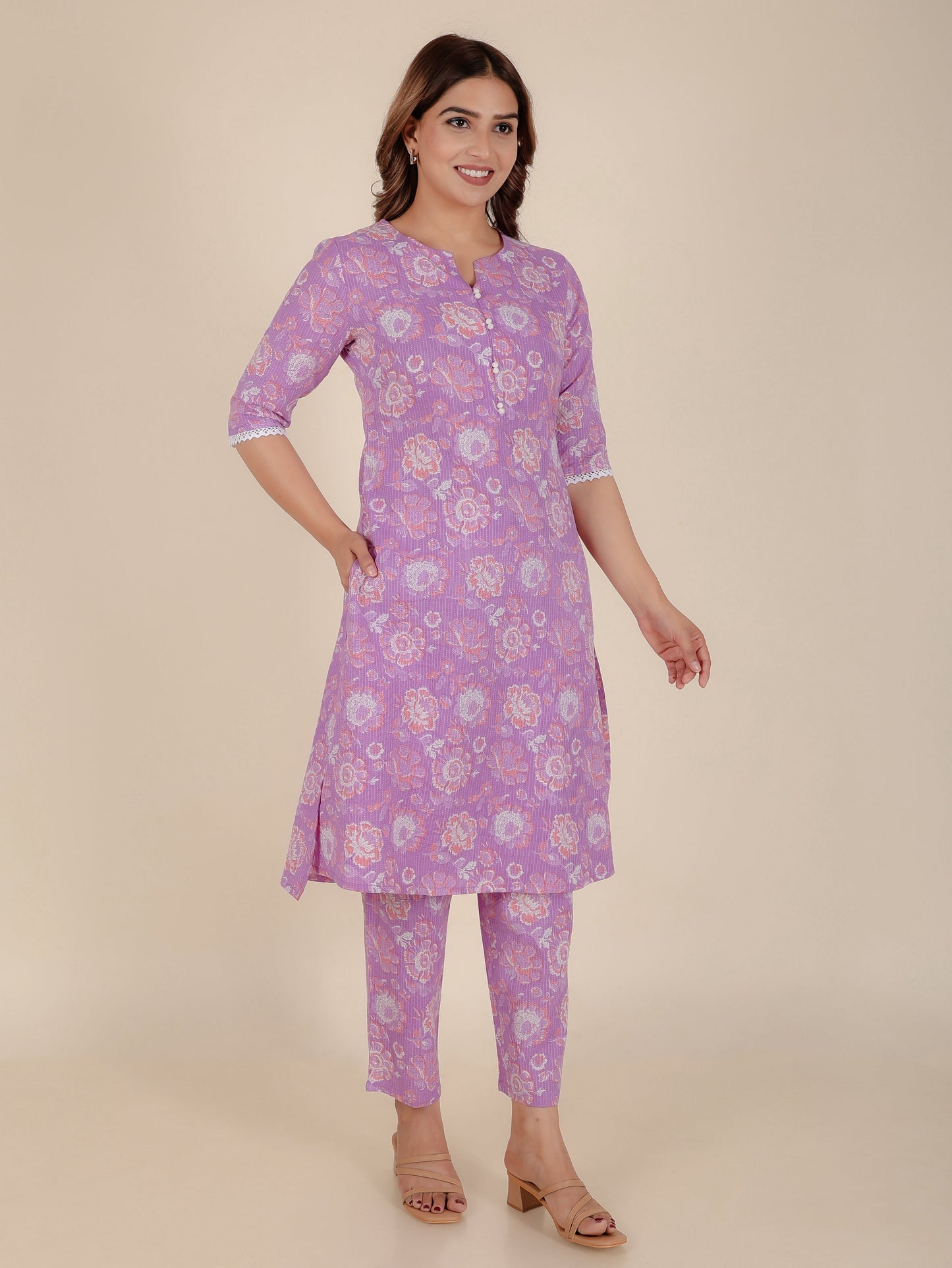 Kantha Cotton Floral Kurta