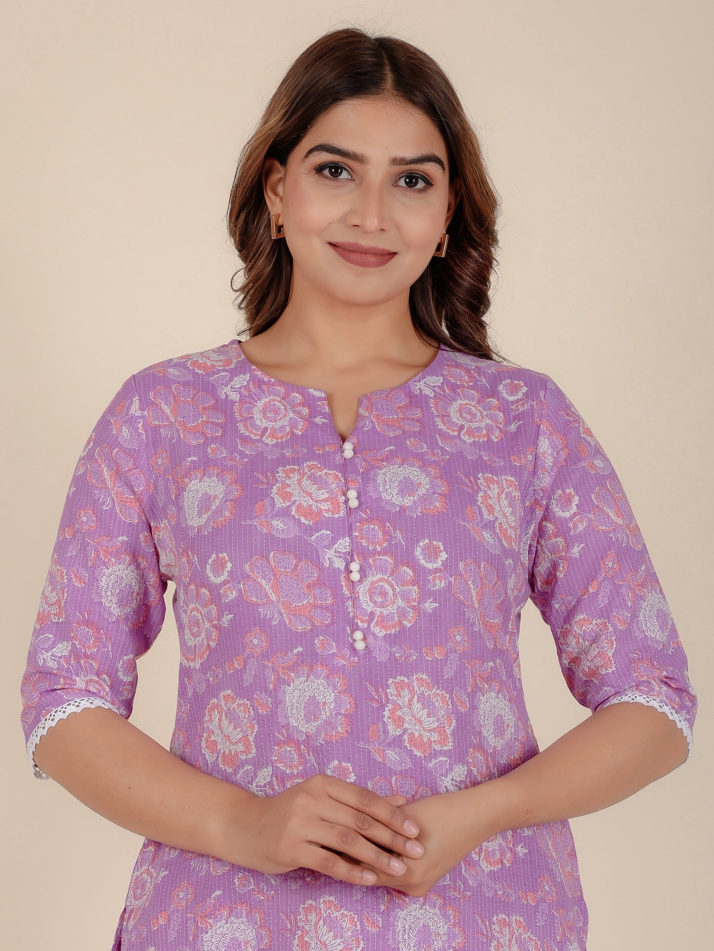 Kantha Cotton Floral Kurta