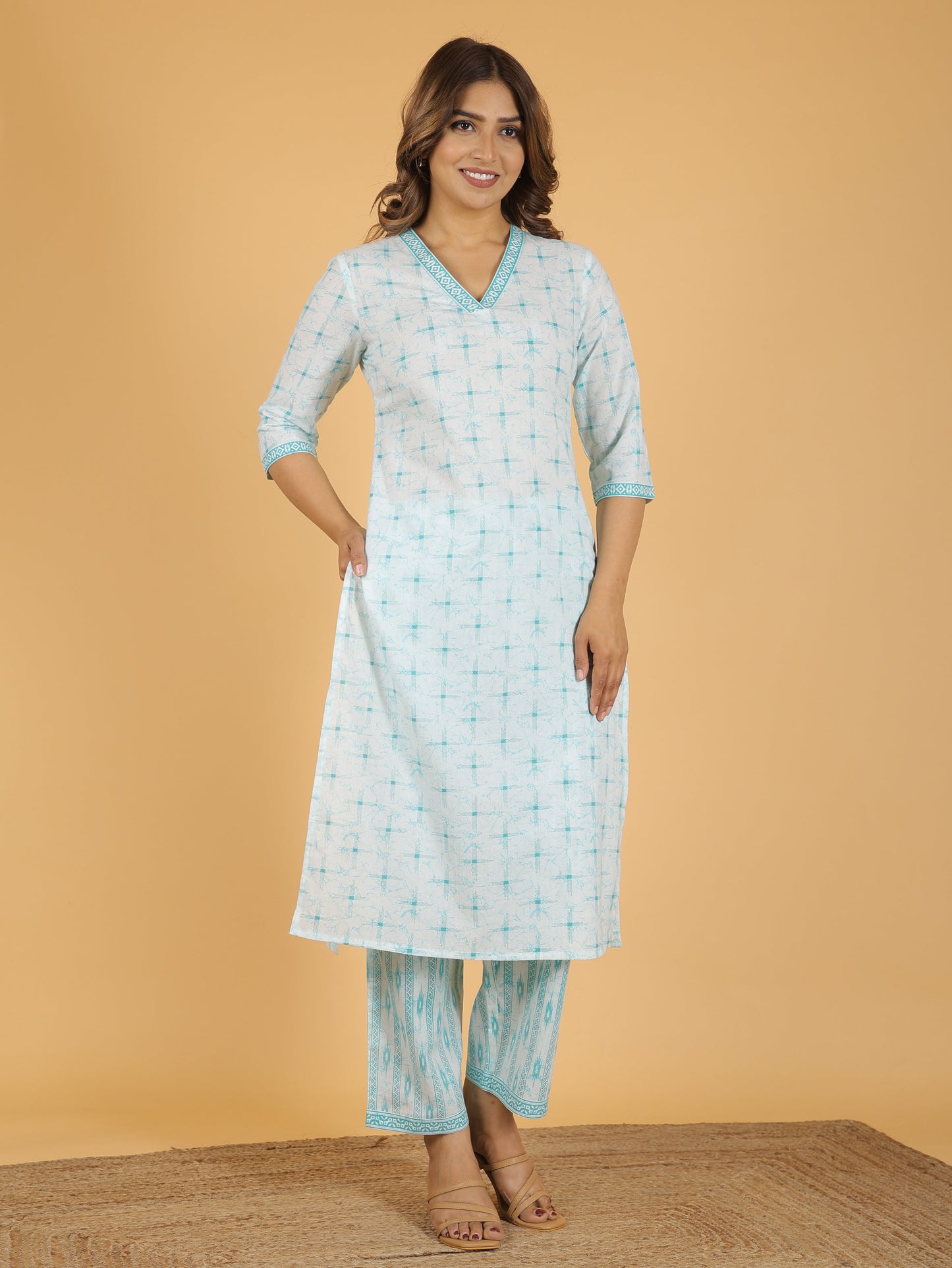 Soft Cotton Geometric Kurta