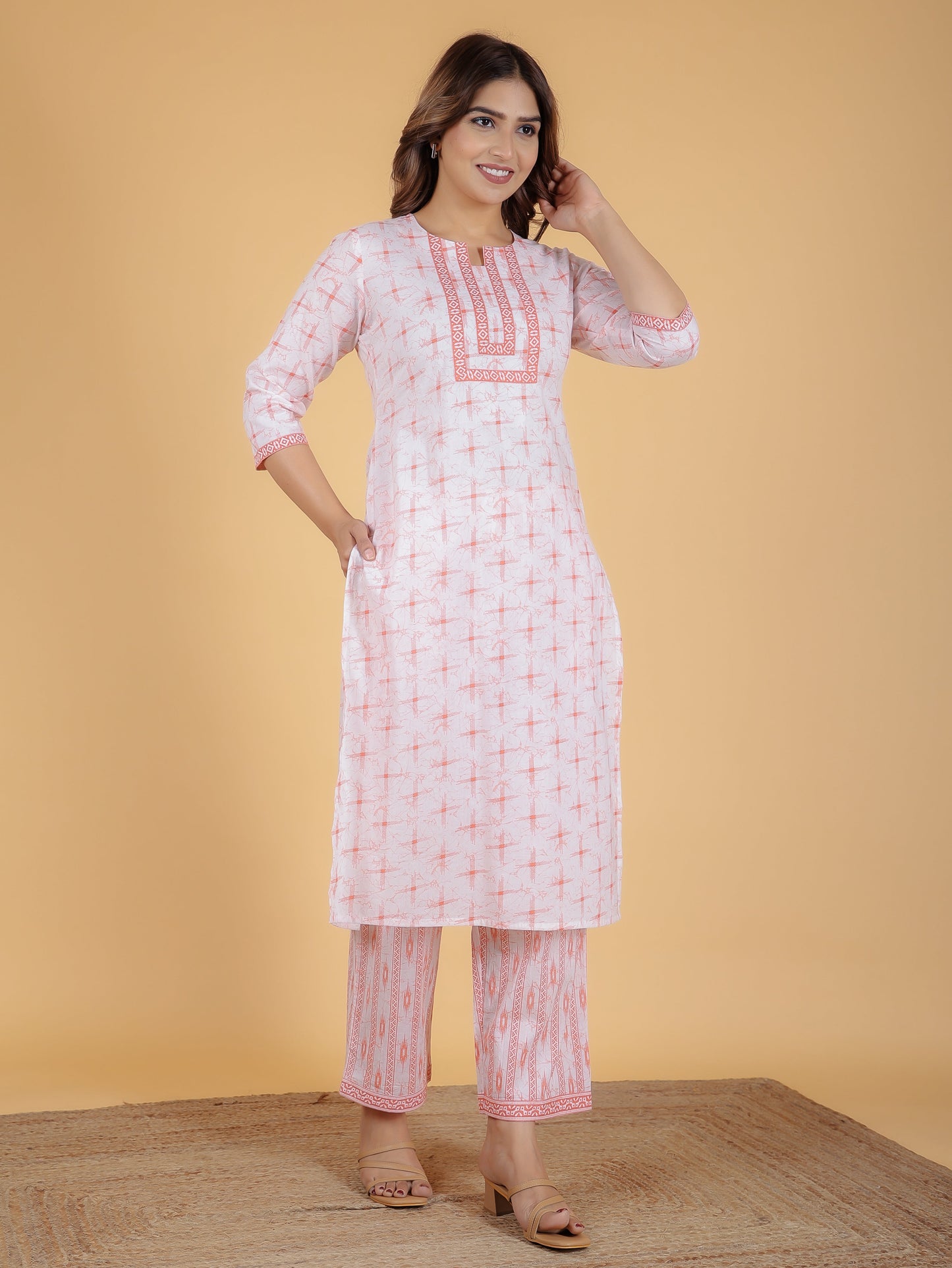 Soft Cotton Geometric Kurta