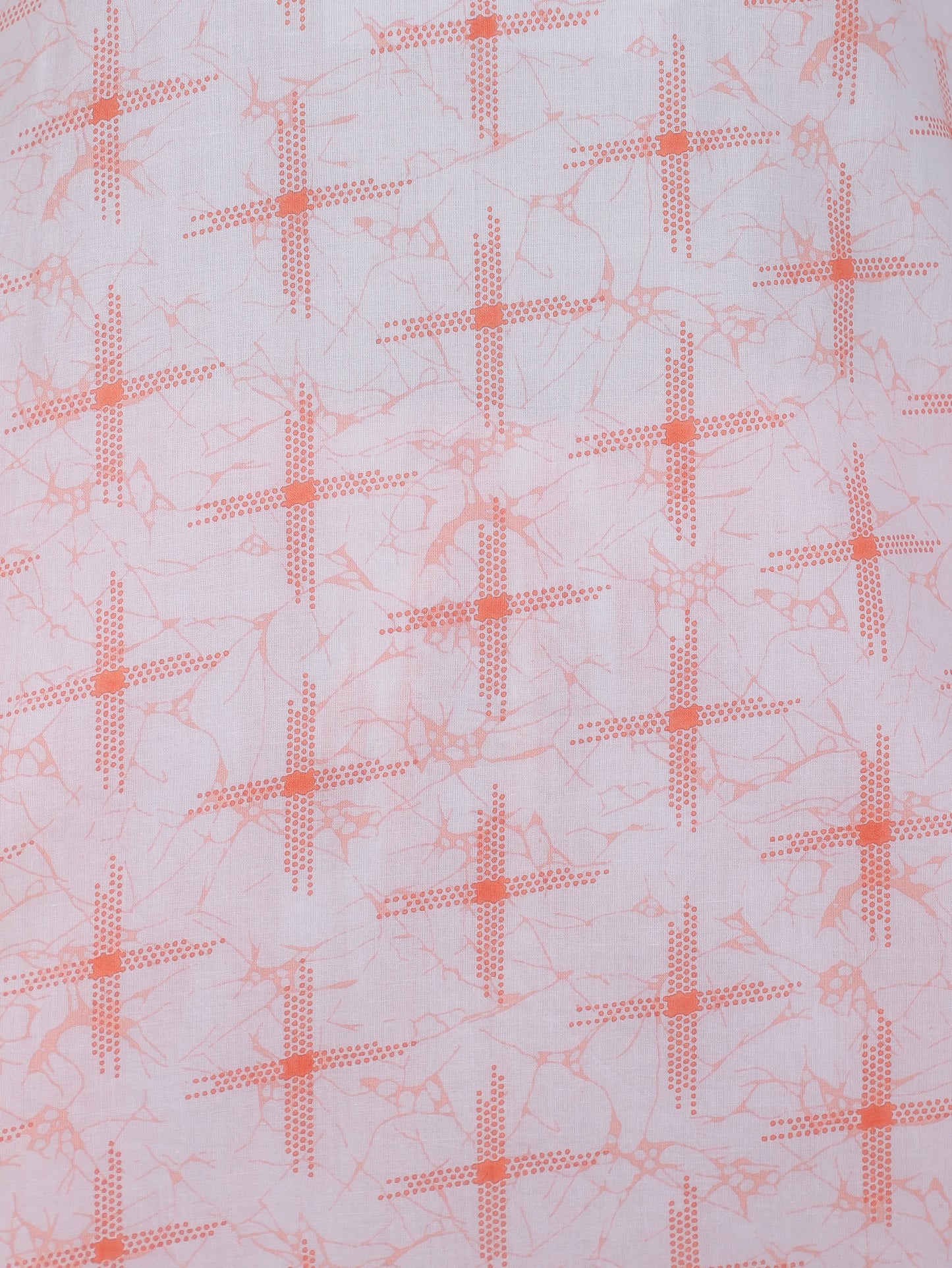 Soft Cotton Geometric Straight Orange Kurta