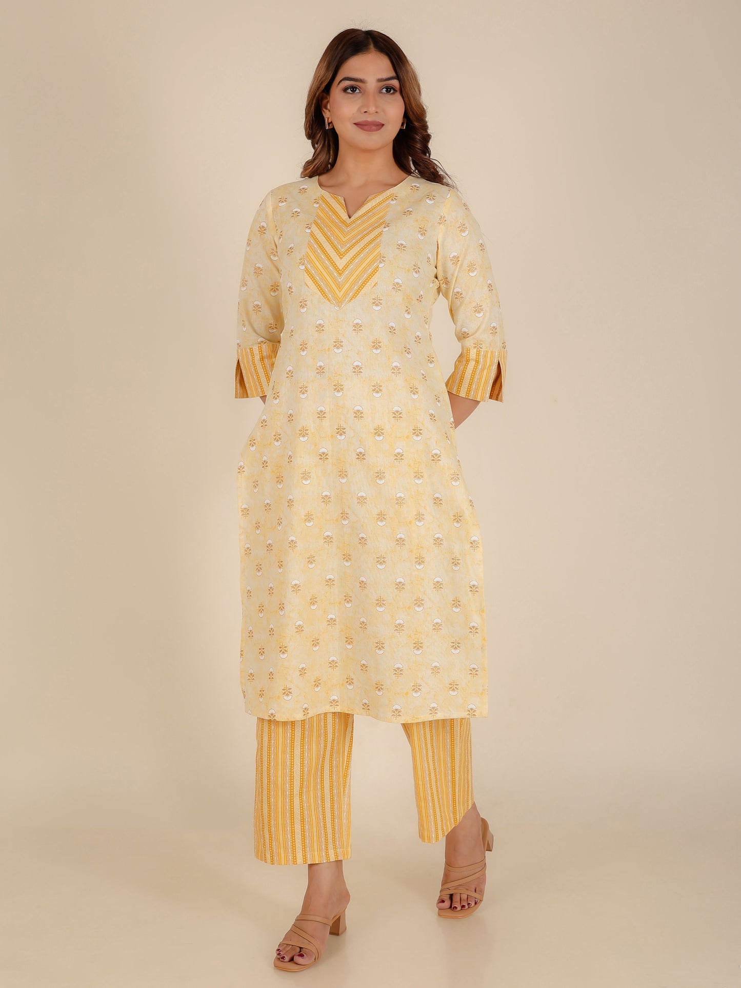 Linen Cotton Gold foil Kurta