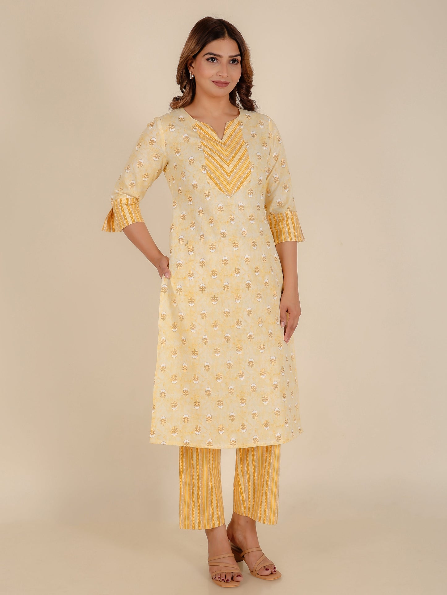 Linen Cotton Gold foil Kurta