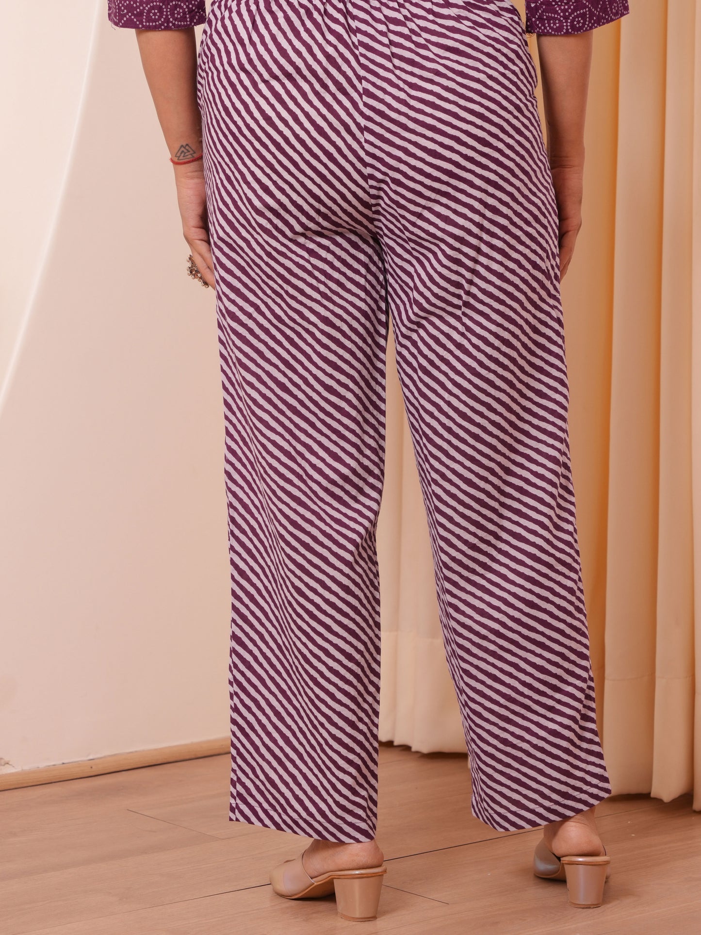 Embroidered Soft Cotton Bandhani Straight Purple Kurta