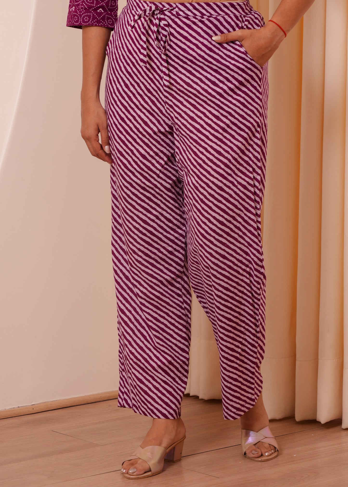 Embroidered Soft Cotton Bandhani Straight Purple Kurta