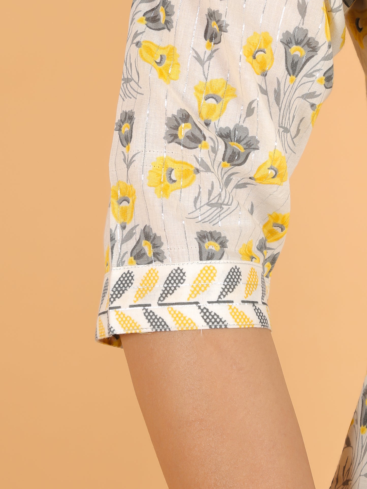 Soft Cotton Floral Straight Off-White Kurta