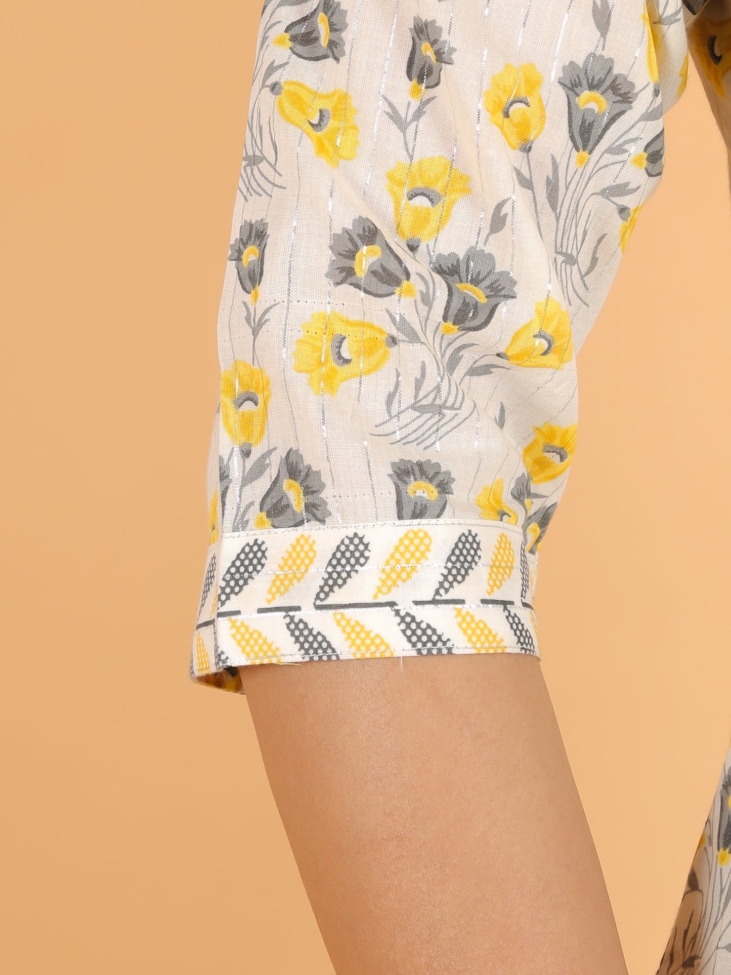 Soft Cotton Floral Straight Off-White Kurta