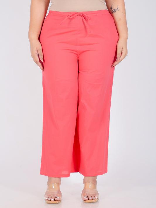 Soft Cotton Solid Pink Palazzo