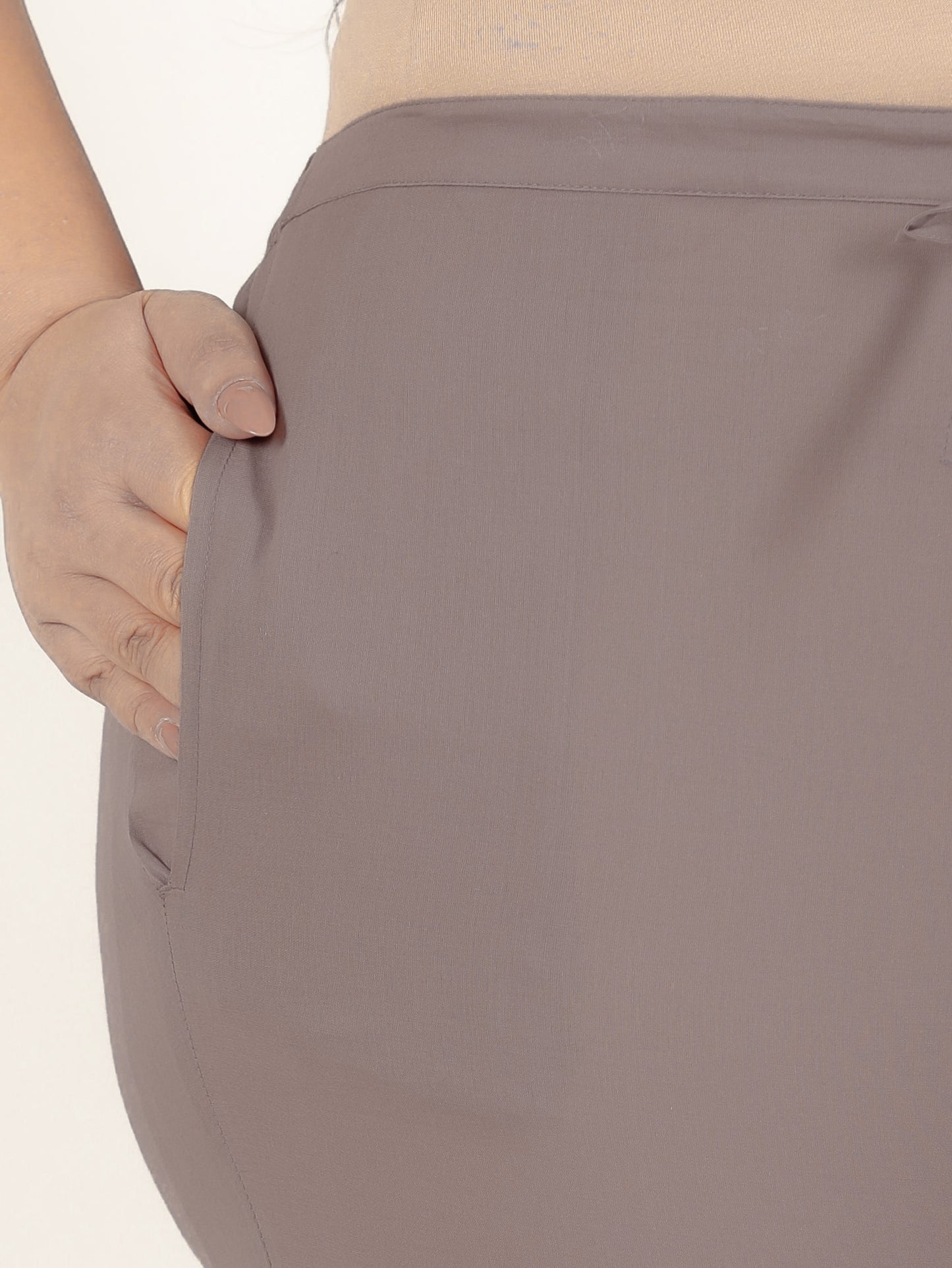 Soft Cotton Solid Brown Tapered Trousers