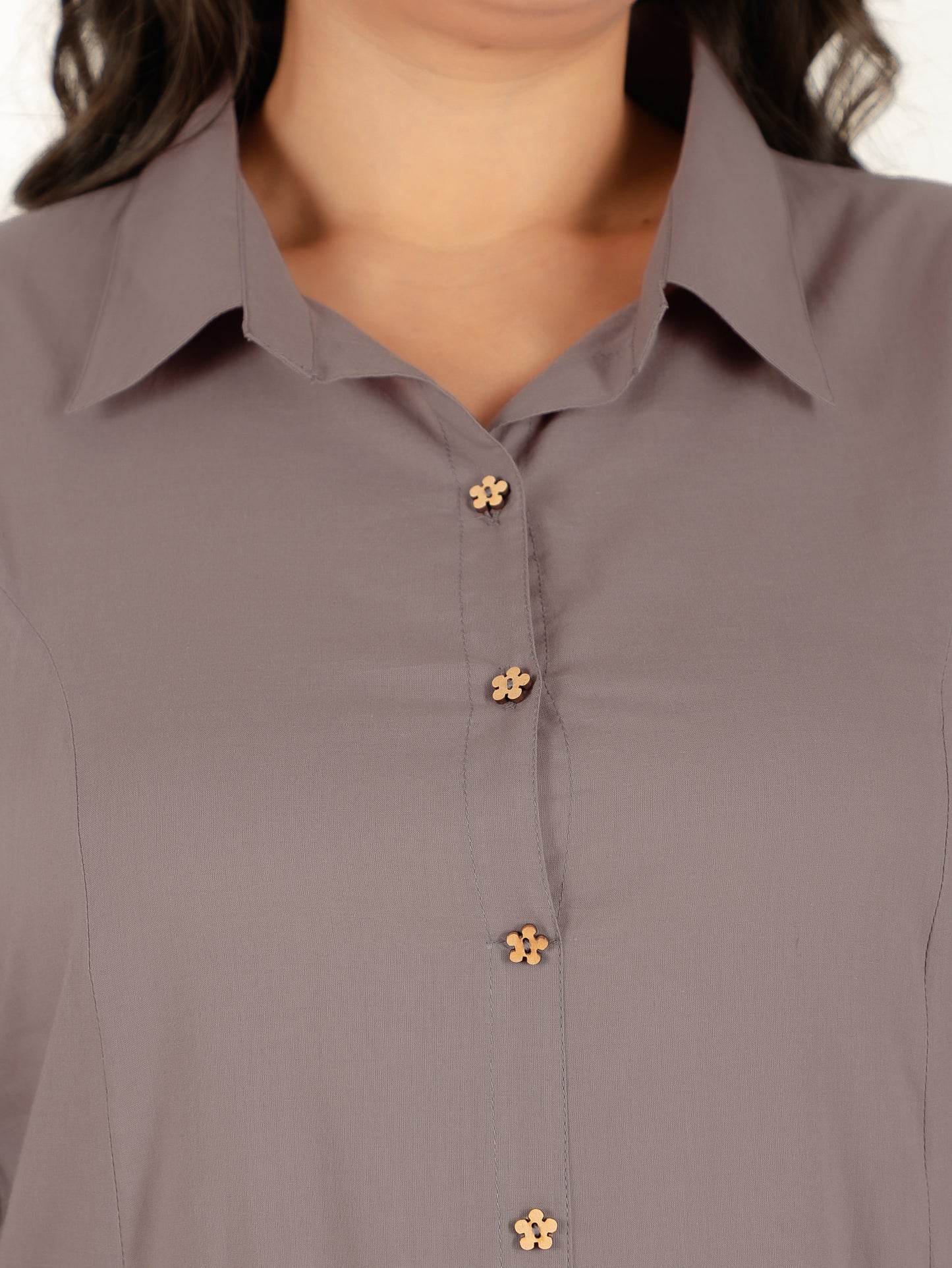 Soft Cotton Solid High Low Brown Kurta