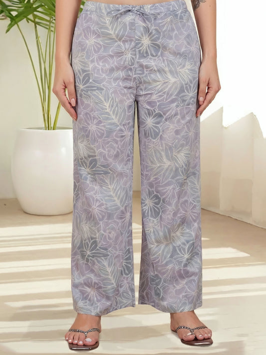 Soft Cotton Floral Grey Palazzo