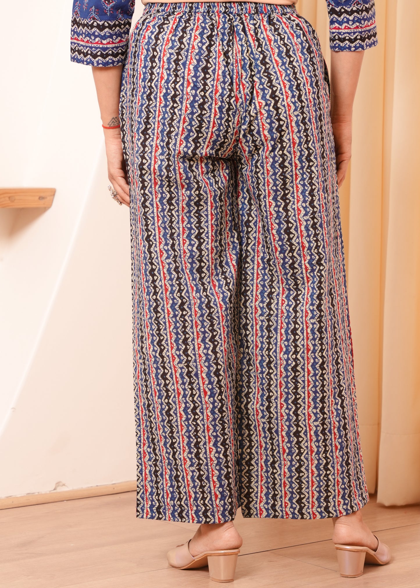 Soft Cotton Geometric A-line Indigo blue Kurta