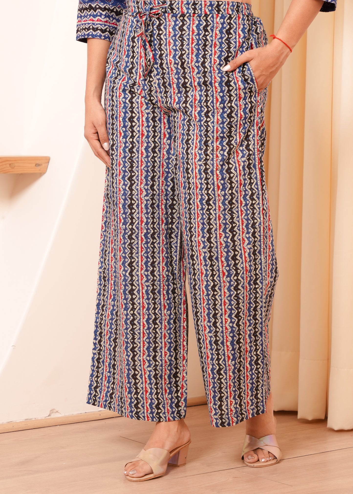 Soft Cotton Geometric A-line Indigo blue Kurta