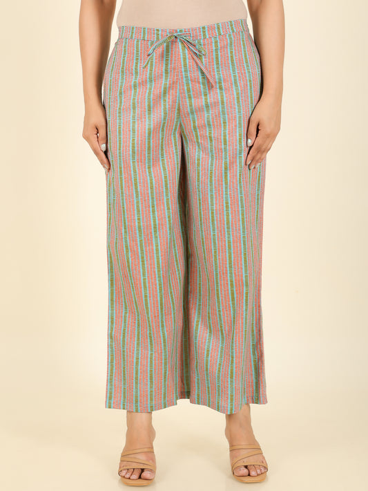 Soft Cotton Striped Blue Palazzo