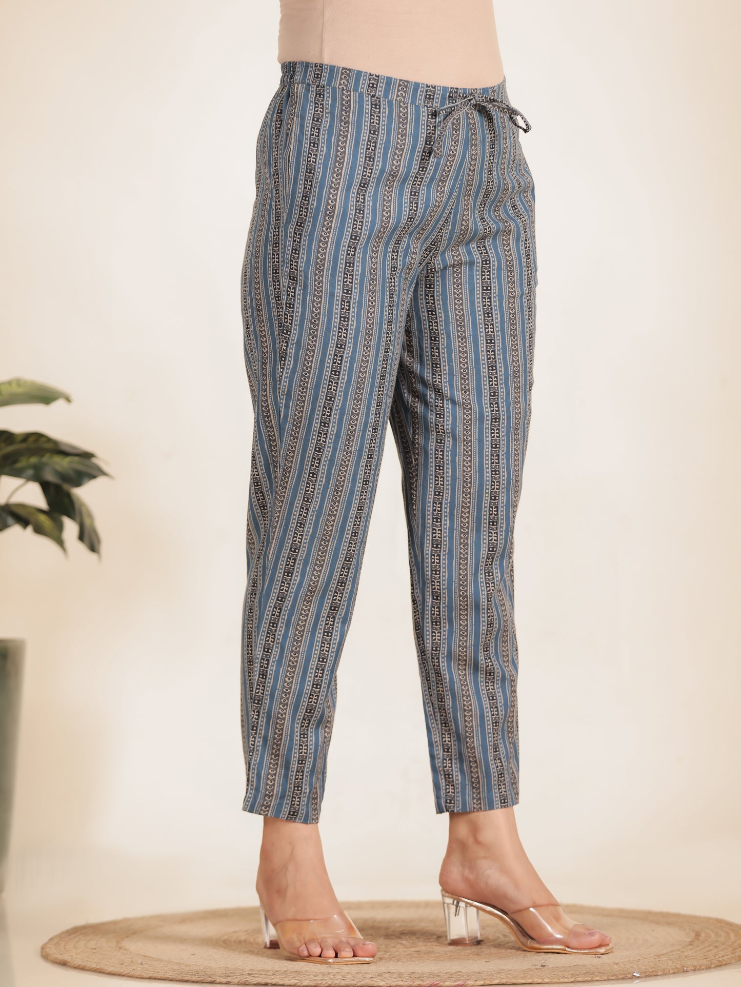 Linen Cotton Striped Pant